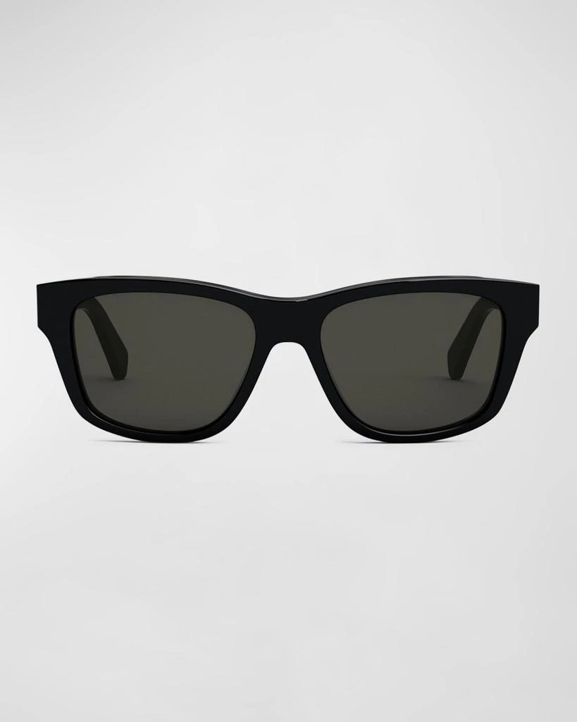 Celine Logo Monochrome Rectangle Acetate Sunglasses 4