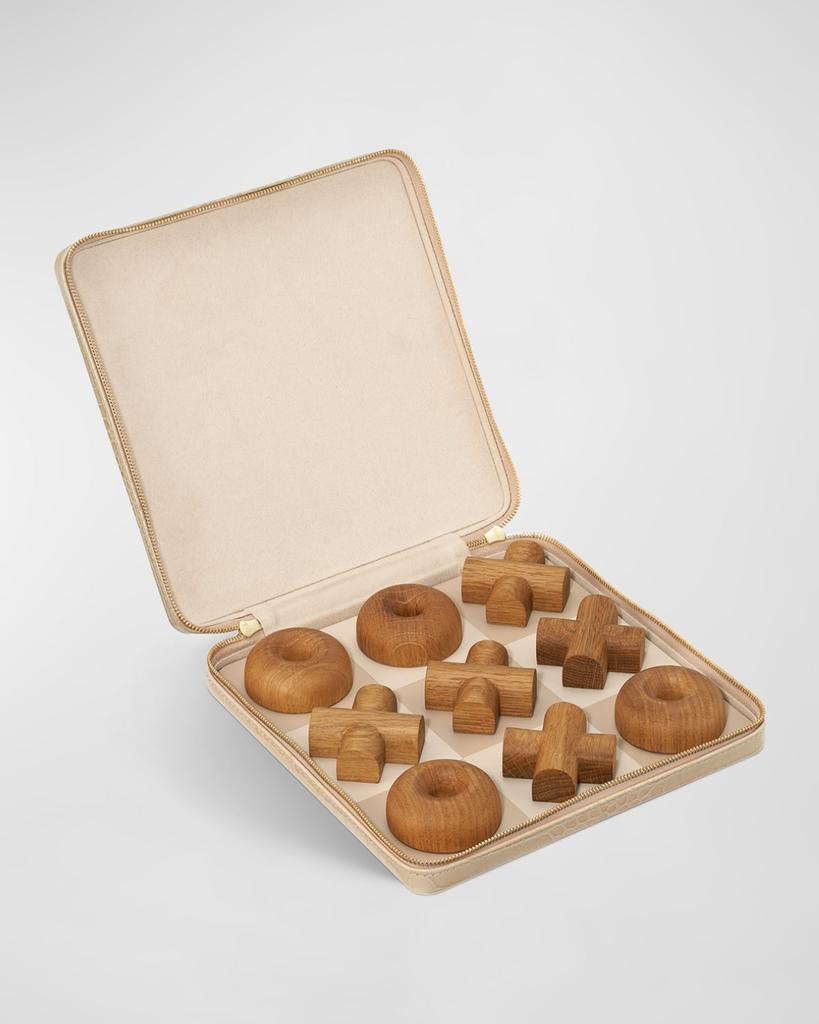 AERIN Enzo Leather Travel Tic-Tac-Toe Set