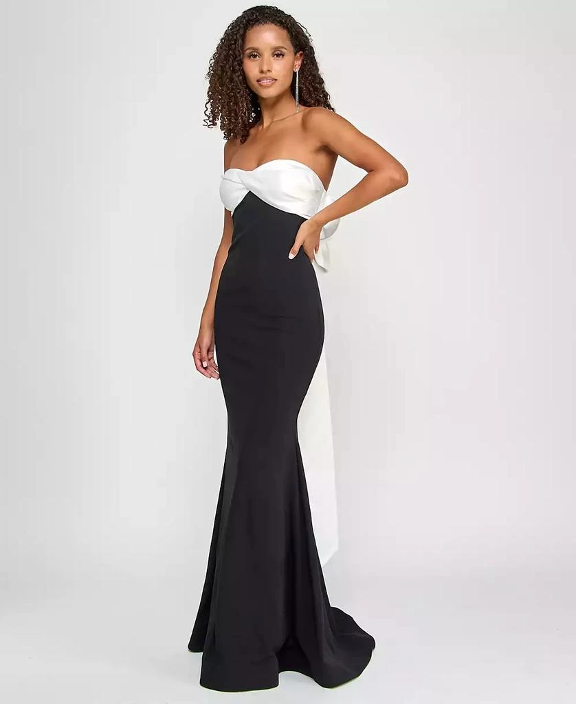 City Studios Juniors' Scuba Twisted Back-Bow Gown, Created for Macy's 4