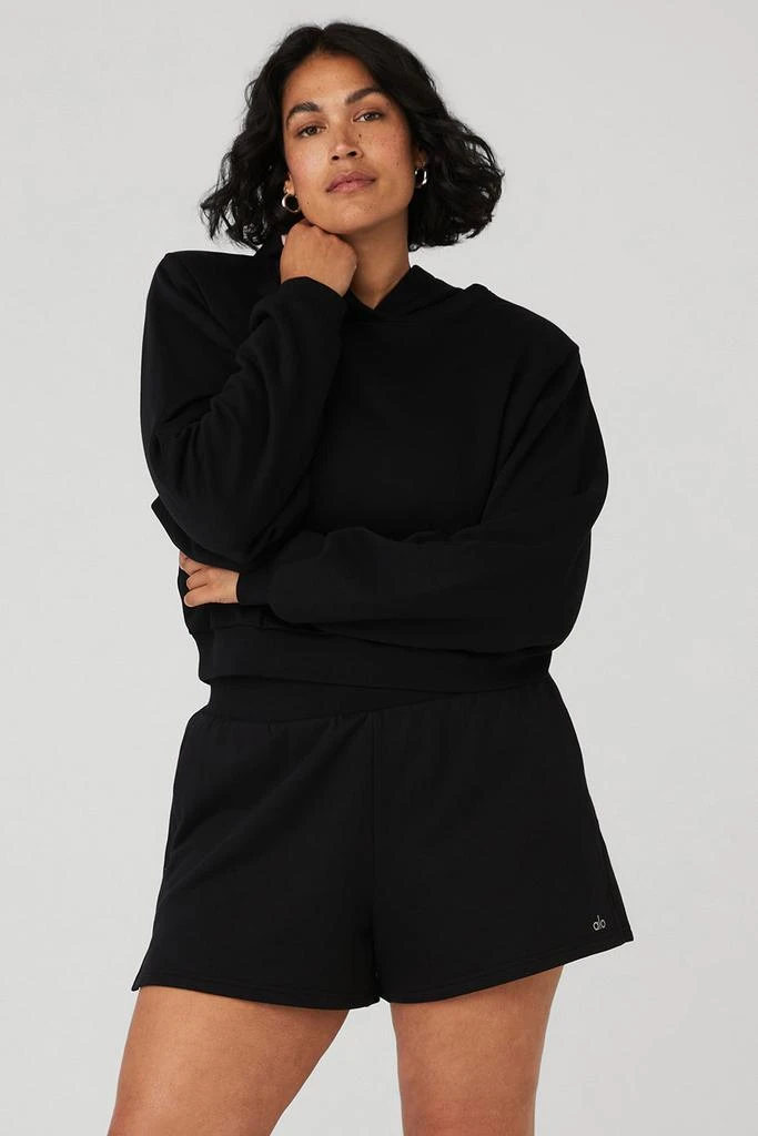 Alo Cropped Headliner Shoulder Pad Hoodie - Black 6
