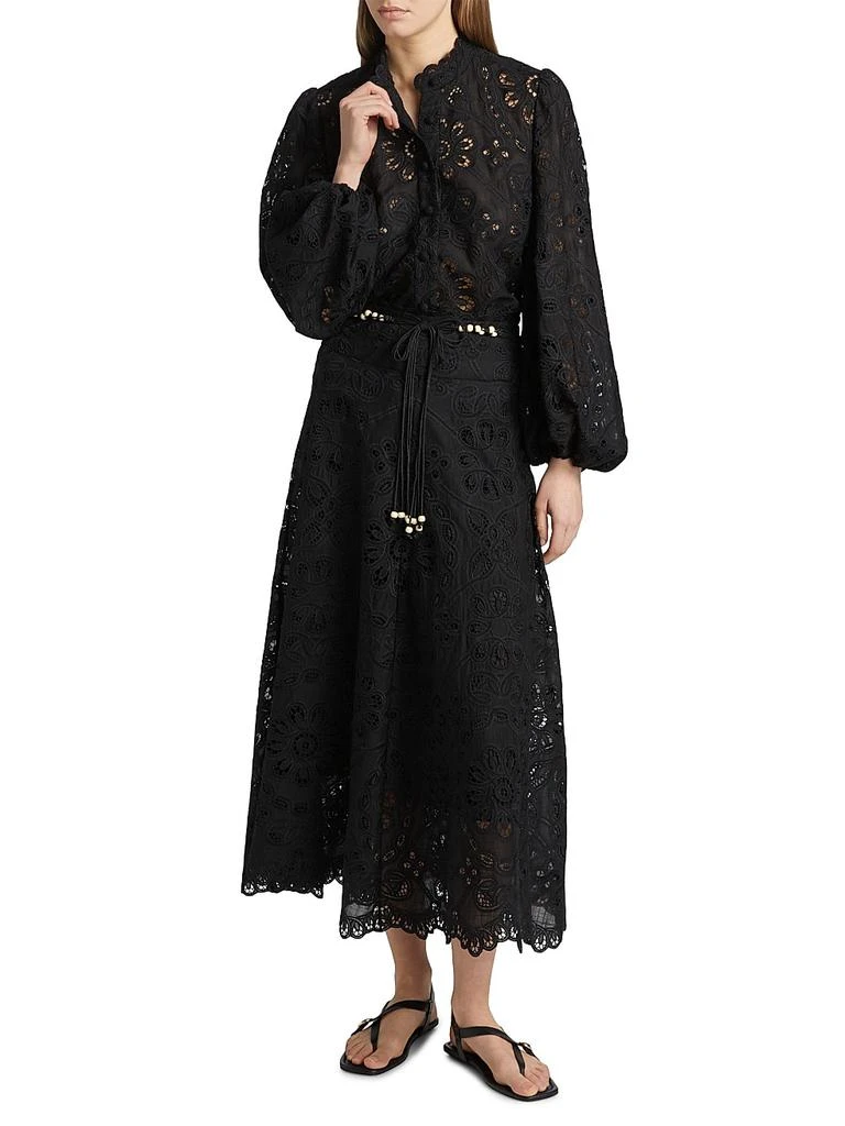 Zimmermann Rhiannon Lace Cotton Button-Front Top 2