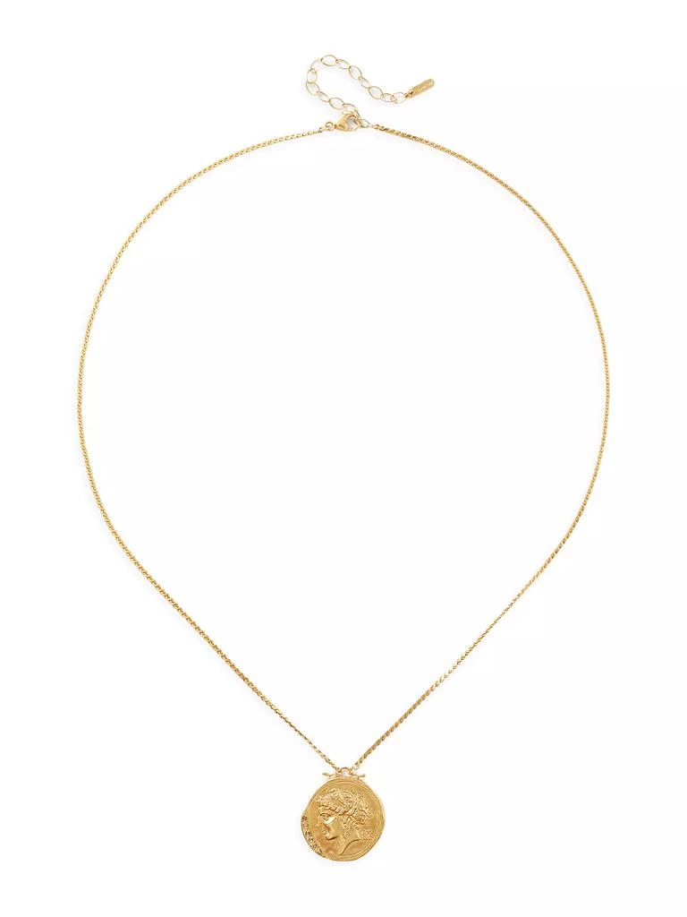 Chan Luu 18K-Gold-Plated & Champagne Diamonds Coin Necklace 1