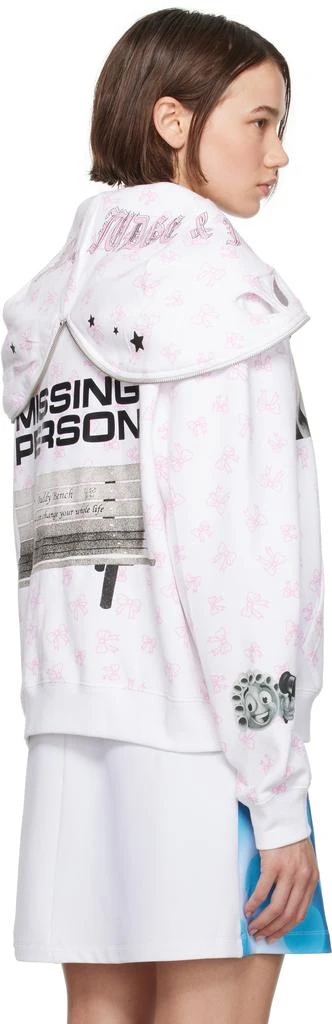 Ashley Williams White 'Missing Person' Butterfly Hoodie 3