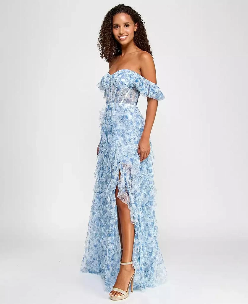 City Studios Juniors' Ruffled Off-The-Shoulder Corset Gown, Created for Macy's 2