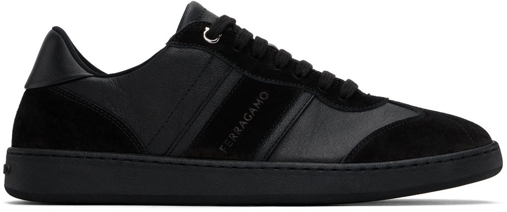 Salvatore Ferragamo Black Low Top Signature Sneakers