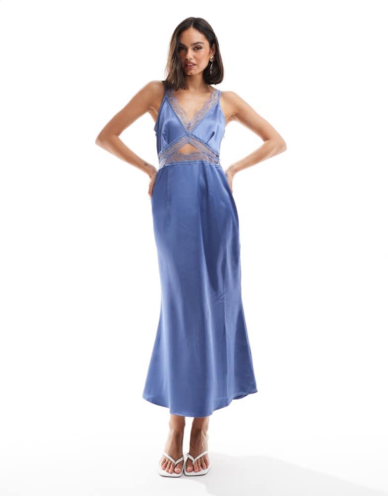 Never Fully Dressed Never Fully Dressed lace cut-out slip midaxi dress in dusty blue