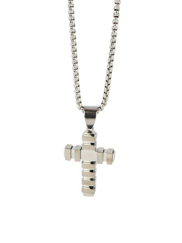 Jean Claude Dell Arte Stainless Steel Cross Pendant Necklace