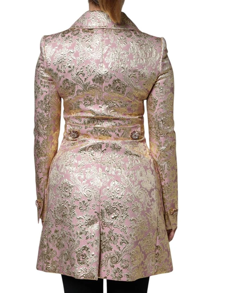 Dolce & Gabbana Metallic pink gold Jacquard Jewel Button Coat Women's Jacket 3