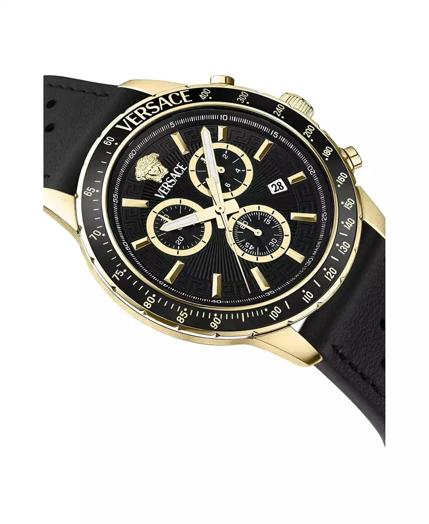 Versace Men
s Sport Chrono IP Yellow Gold Stainless Steel and Leather Strap Watch, 44mm 3