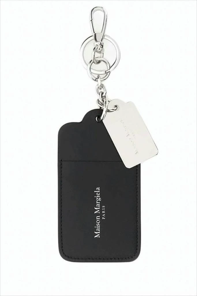MAISON MARGIELA Keychain Wallet In Smooth Black Calf Leather With Silver Accents