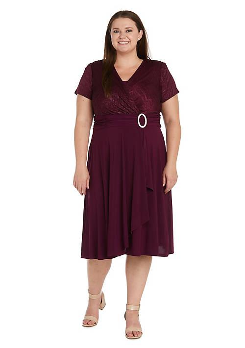 R & M Richards M Richards 1Pc Cascade Wrap Dress With Modesty