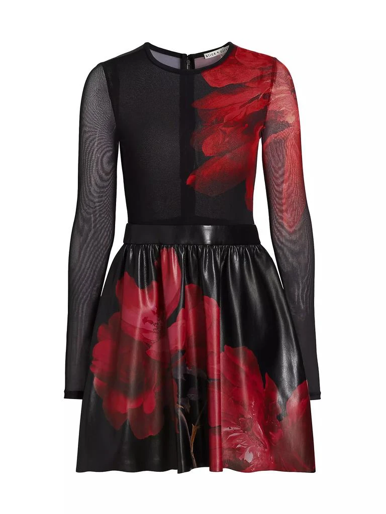 Chara Faux-Leather &amp; Mesh Dress  On Sale Now with Up to 60% Off |  Discover Exclusive Deals & Savings at BeyondStyle  Authentic Alice +  Olivia long sleeve|women's|women's apparel|women-owned or founded|mini -length|faux