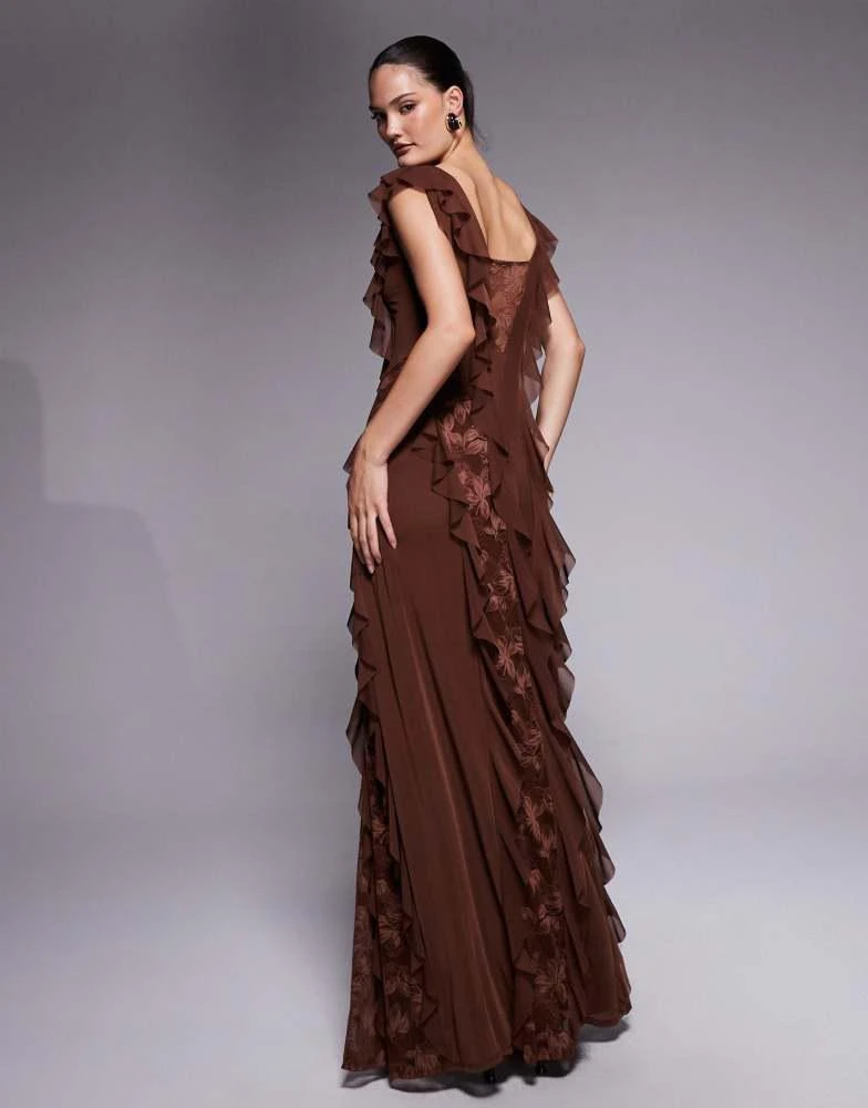Shop AFRM Trista lace insert ruffle maxi dress in cappuccino on Sale at  BeyondStyle  Get 40% Off AFRM Trista lace insert ruffle maxi dress in  cappuccino with Limited-Time Flash Deals, Exclusive