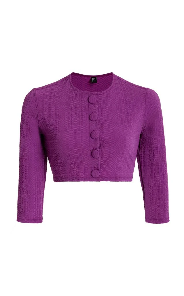 Lisa Marie Fernandez Lisa Marie Fernandez - Cropped Seersucker Cardigan - Pink - 2 - Moda Operandi 1