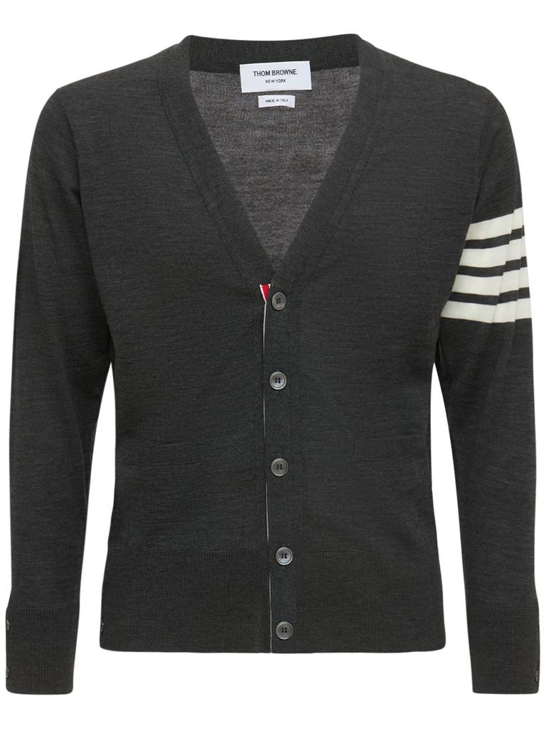 THOM BROWNE 4-bar Wool Fine Knit Cardigan