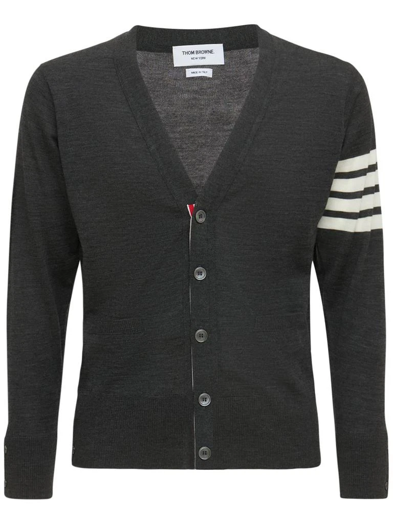 THOM BROWNE 4-bar Wool Fine Knit Cardigan 1