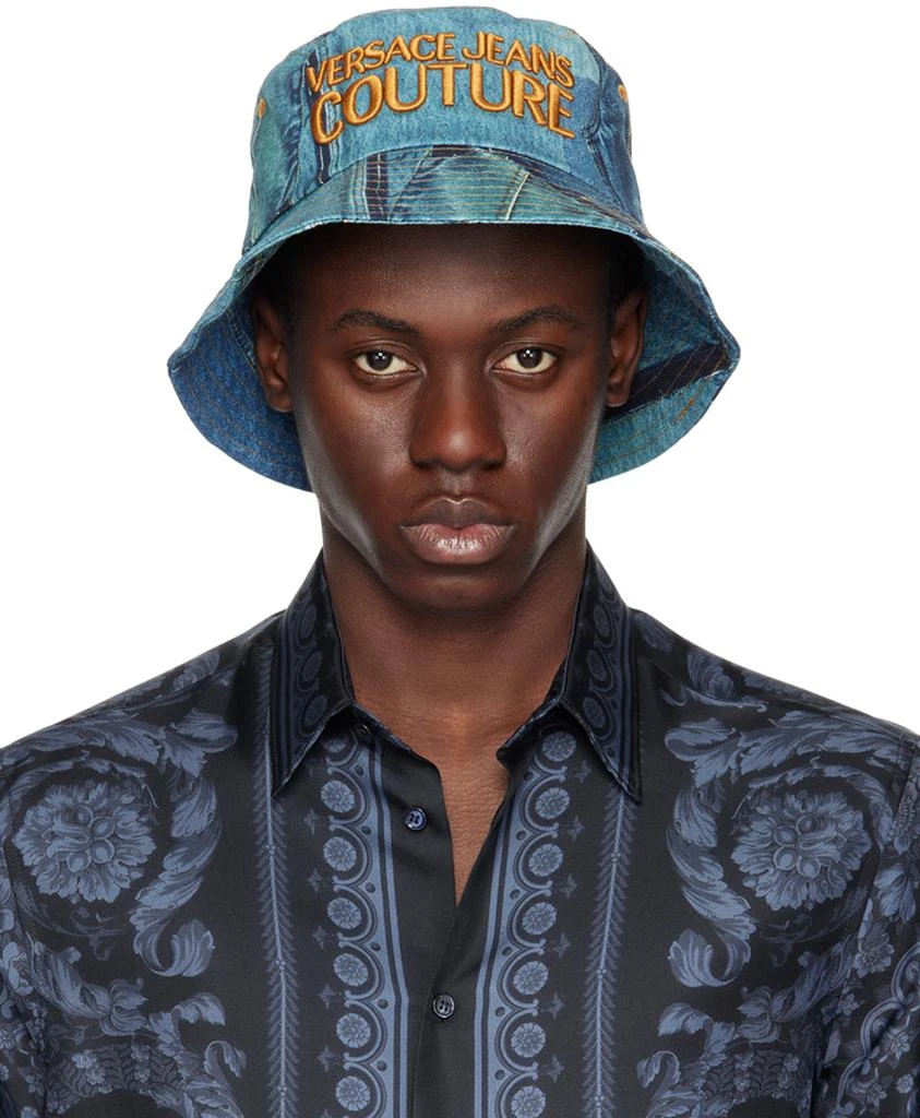 Versace Blue Patchwork Denim Bucket Hat 1