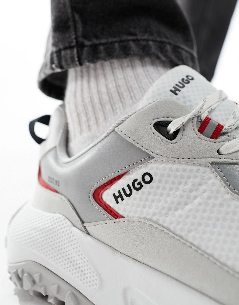 Hugo Boss HUGO chunky logo runner trainers in white 4