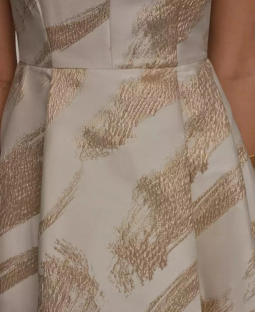 Donna Karan Women
s V-Neck High-Low Jacquard Gown 5