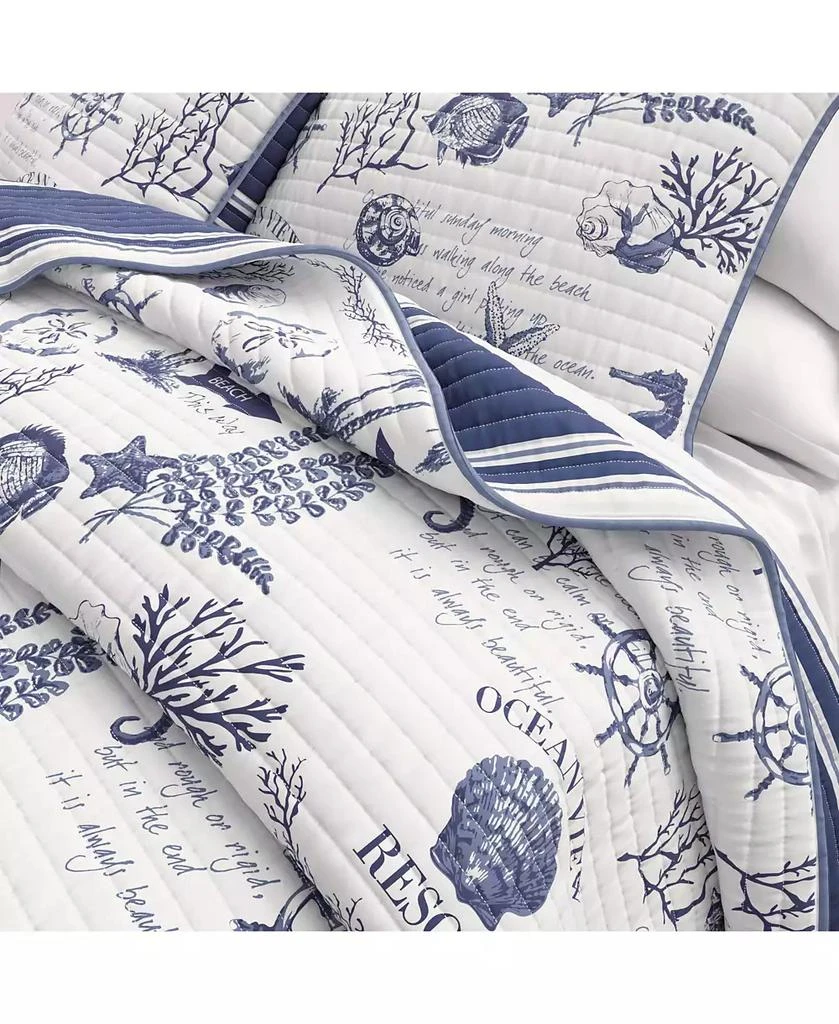 Linery 
Co Cotton Stitched Reversible Coastal 3 Piece Quilt and Sham Set 6