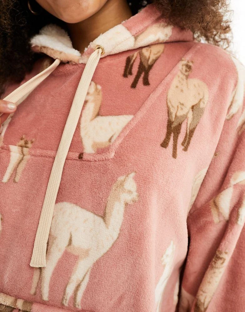 Chelsea Peers Chelsea Peers alpaca fleece snuggle hoody in pale pink 2