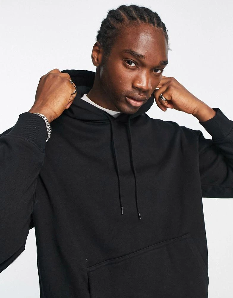 Weekday Weekday oversized hoodie in black 3