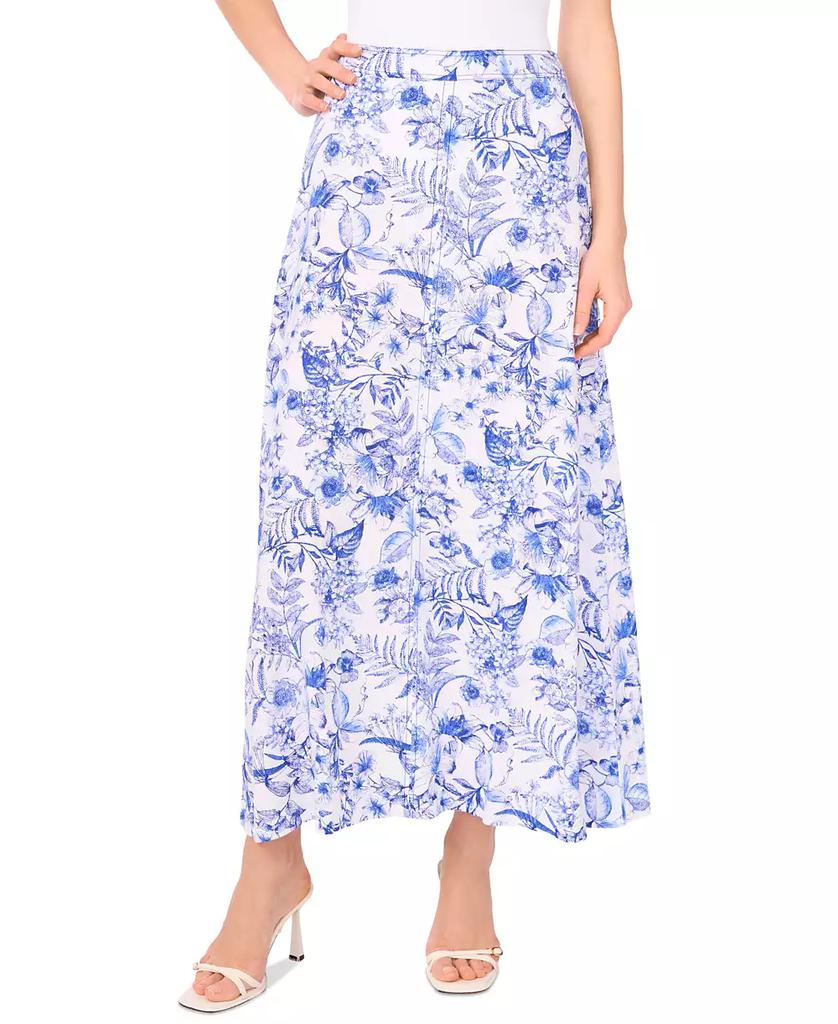CeCe Women's Floral-Print Seamed Maxi Skirt