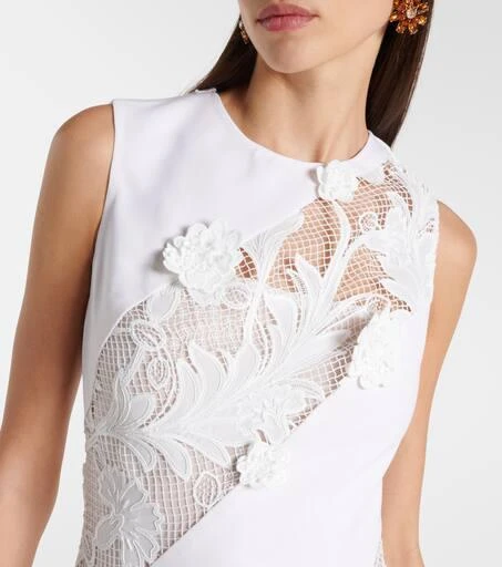 Oscar de la Renta Lace-trimmed wool-blend midi dress 4