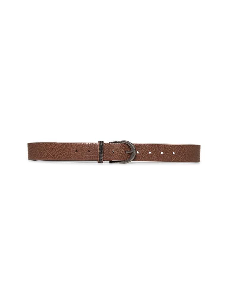 Brunello Cucinelli BRUNELLO CUCINELLI | Brown Glossy hammered calf leather belt | Women | M