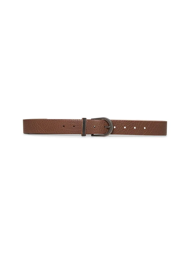 Brunello Cucinelli BRUNELLO CUCINELLI | Brown Glossy hammered calf leather belt | Women | M 1
