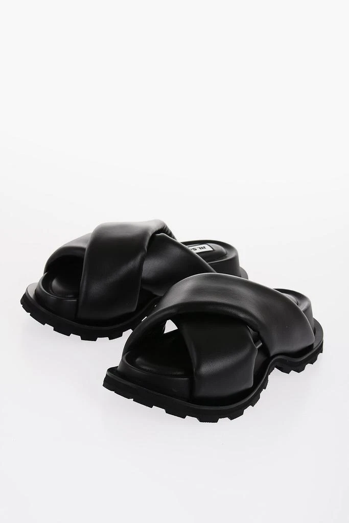 Jil Sander Jil Sander Criss Cross Designed Leather Sandals with Carrion Sole 1