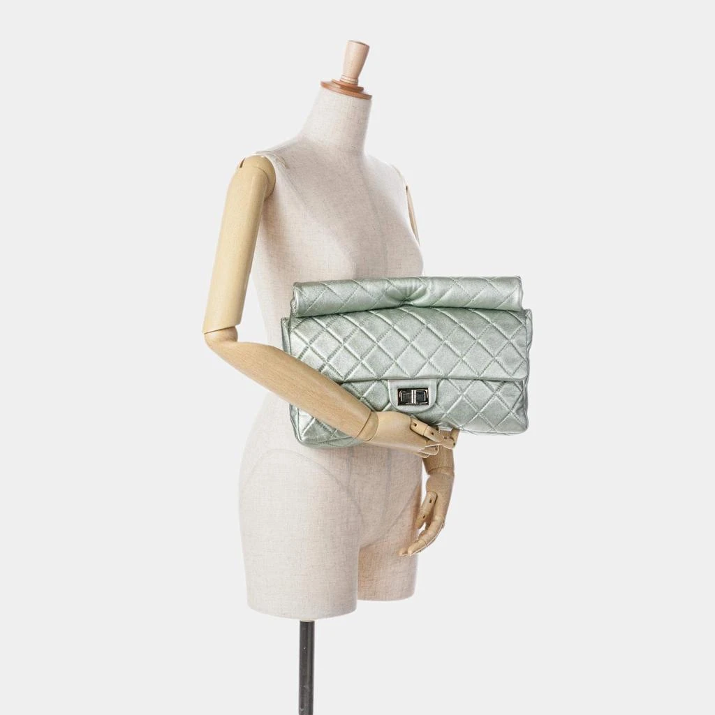 Chanel Chanel Silver Reissue 2.55 Metallic Calfskin Roll Clutch 8