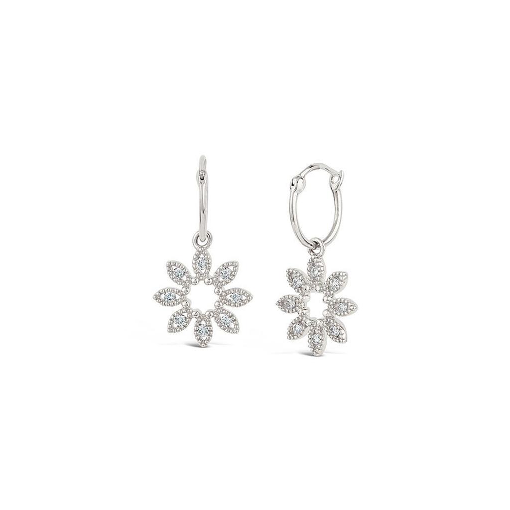 Dinny Hall 14k gold diamond jasmine flower hoop drop earrings