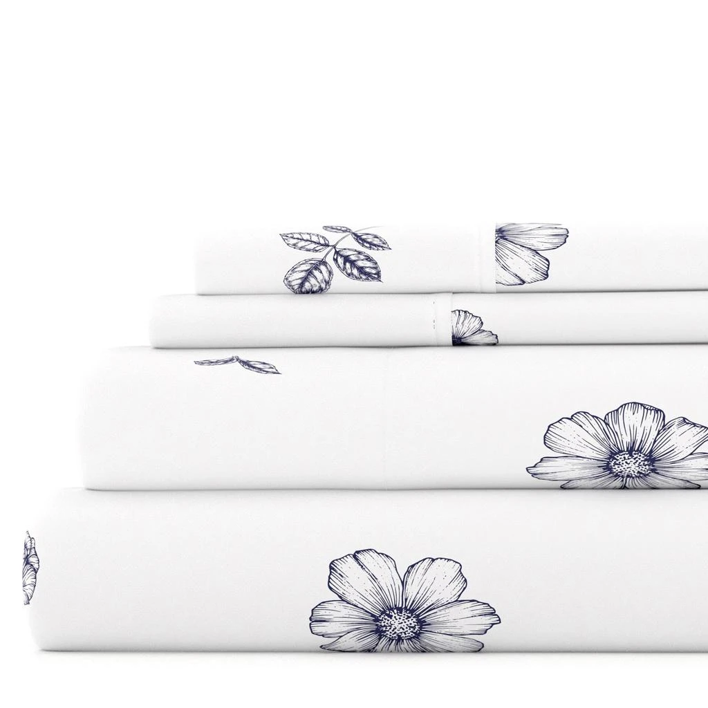 IENJOY HOME Indigo Flowers Navy Pattern Sheet Set Ultra Soft Microfiber Bedding, Twin 1