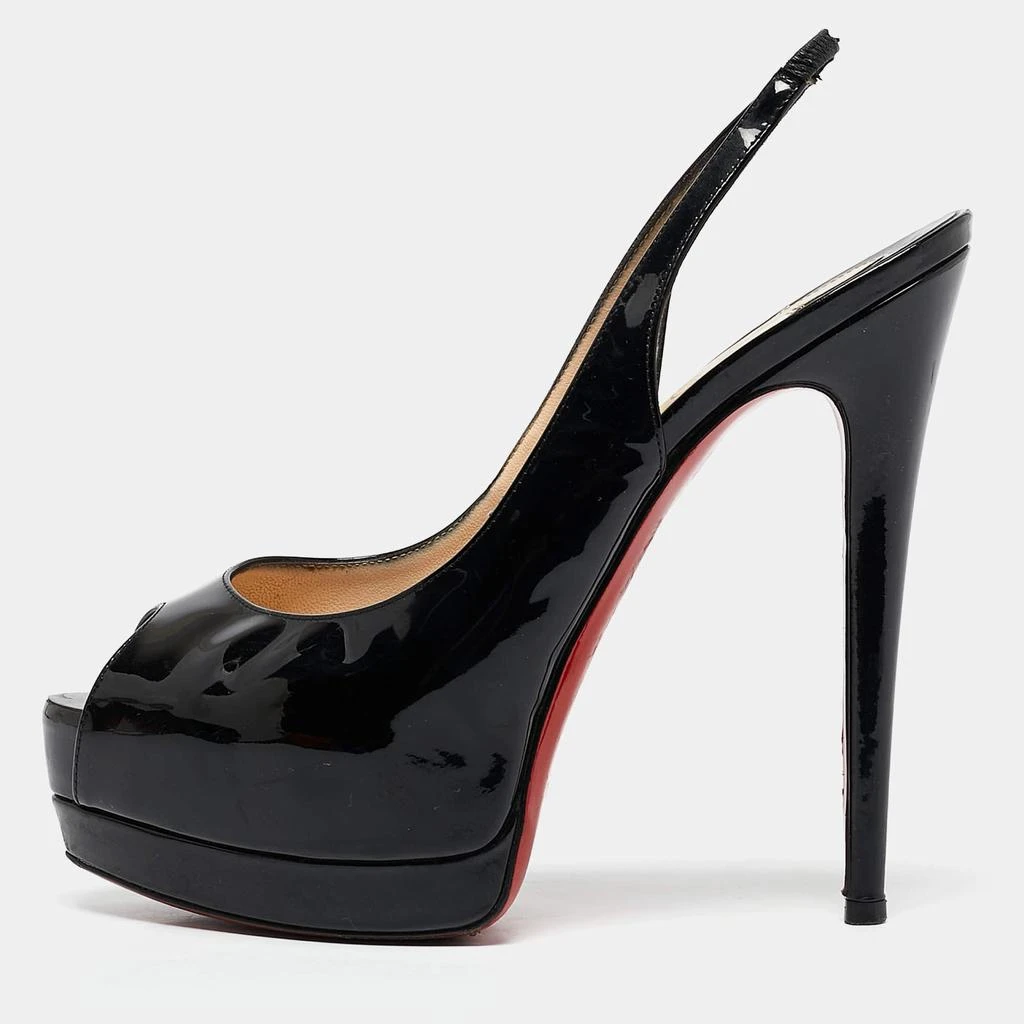 Christian Louboutin Christian Louboutin Black Patent Leather Private Number Slingback Pumps Size 38 1