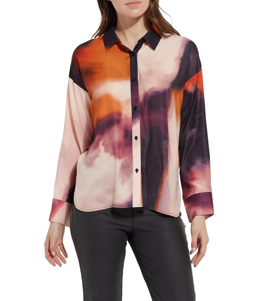 Lyssé Printed Stitched Satin Shirt 1
