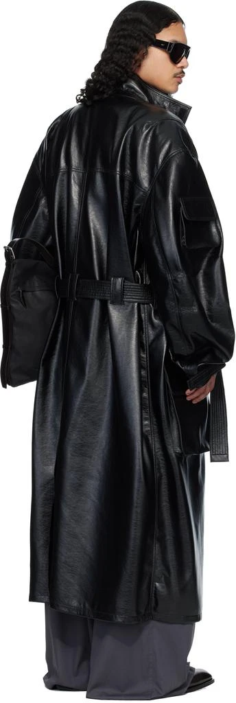 LU
U DAN Black Ram Cargo Faux-Leather Trench Coat 3