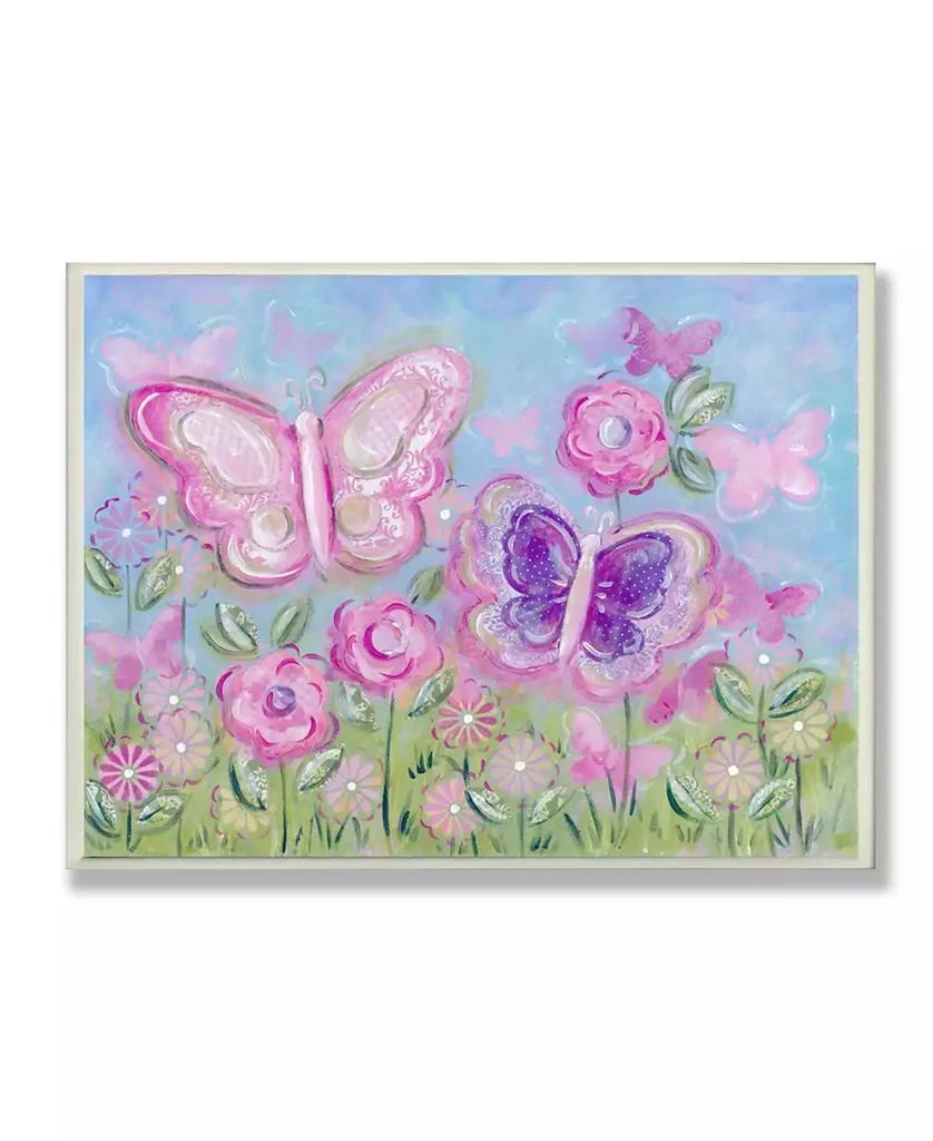 Stupell Industries The Kids Room Pastel Butterflies in a Garden Wall Plaque Art, 12.5" x 18.5"