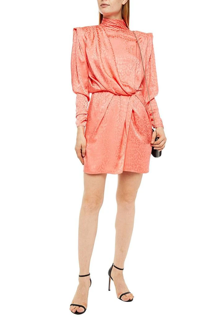 Dundas Montana wrap-effect draped satin-jacquard mini dress 2