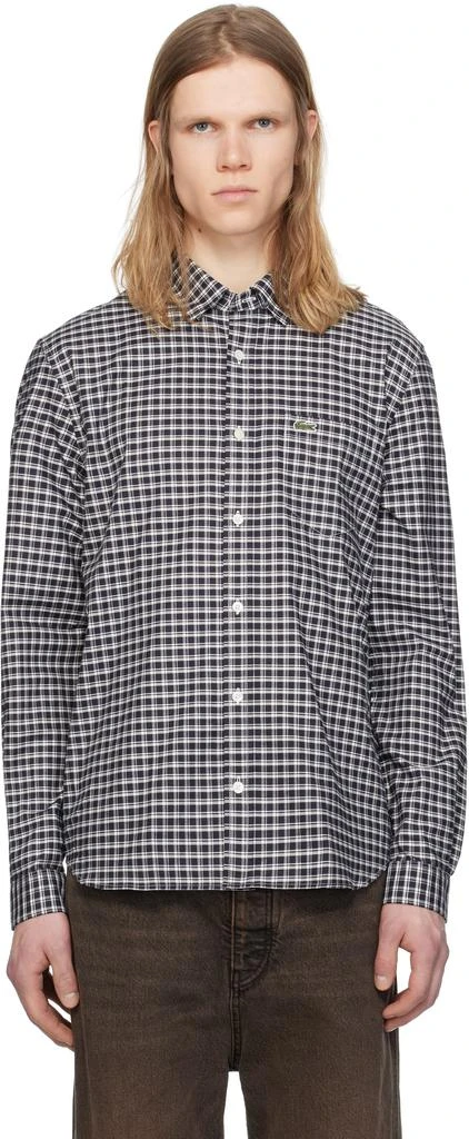 Lacoste Navy & White Regular Fit Stretch Plaid Shirt 1