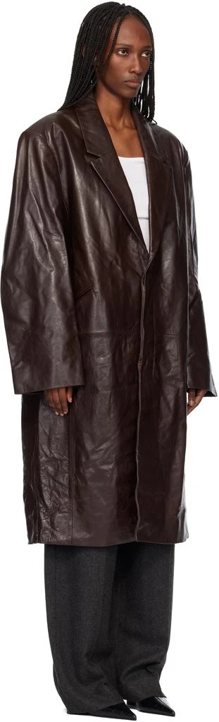 Entire Studios Brown Single Breasted Leather Coat 2