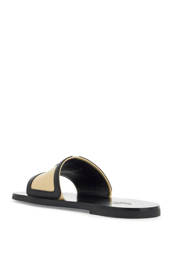 Valentino men's black and beige goat leather slippers with central strap 3