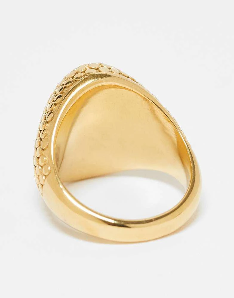 ASOS ASOS DESIGN festival waterproof stainless steel signet ring with cross detail in gold tone 3