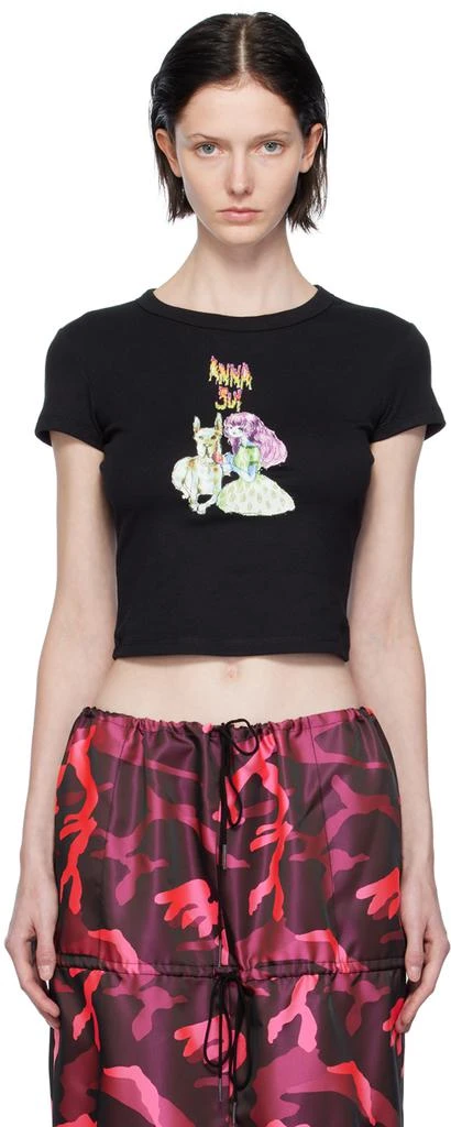 Anna Sui Black Graphic T-Shirt 1