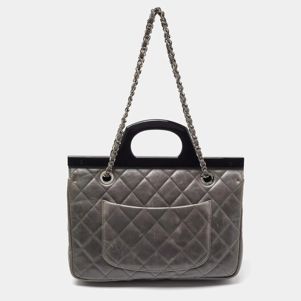 Chanel Chanel Grey Quilted Glazed Leather Small CC Delivery Bag 5