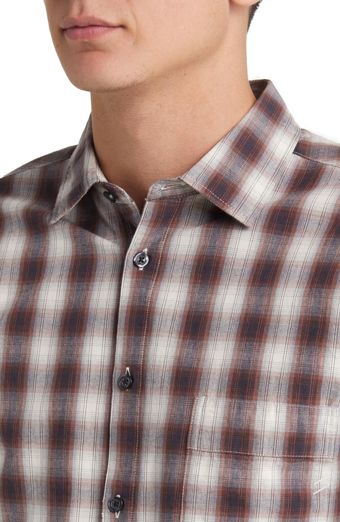 Billy Reid Tuscumbia Shadow Plaid Regular Fit Cotton Button-Up Shirt