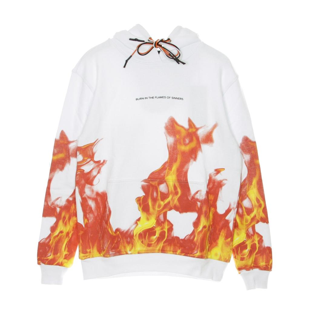 IHS Flames White Men's Lightweight Hooded Sweatshirt