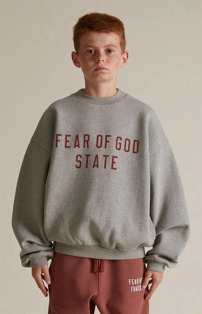 Essentials Kids Dark Heather Oatmeal Fleece Crew Neck Sweatshirt 2