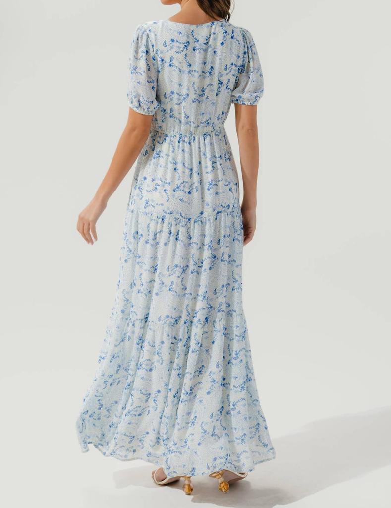 Sugarlips Corinna Paisley Maxi Dress In Blue White