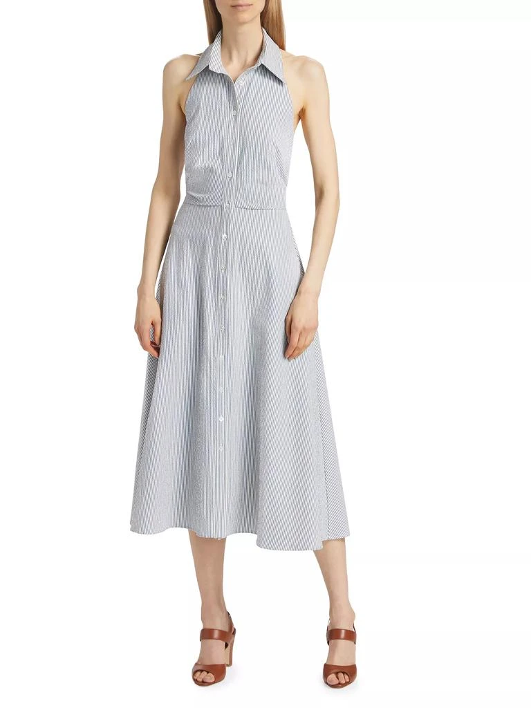 VERONICA BEARD Mackey Seersucker Halter Midi-Dress 3